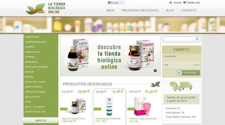 La tienda biológica online pone a disposición de sus clientes una extensa gama de productos biológicos, a través de su tienda online.