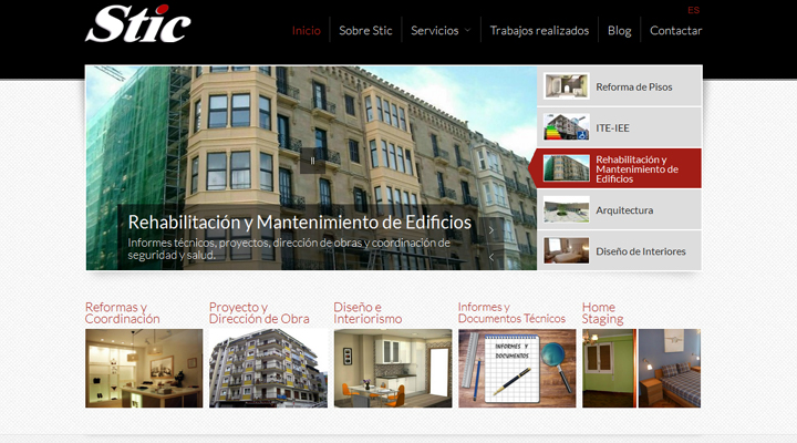 Página principal de la página web de Stic Arquitectura
